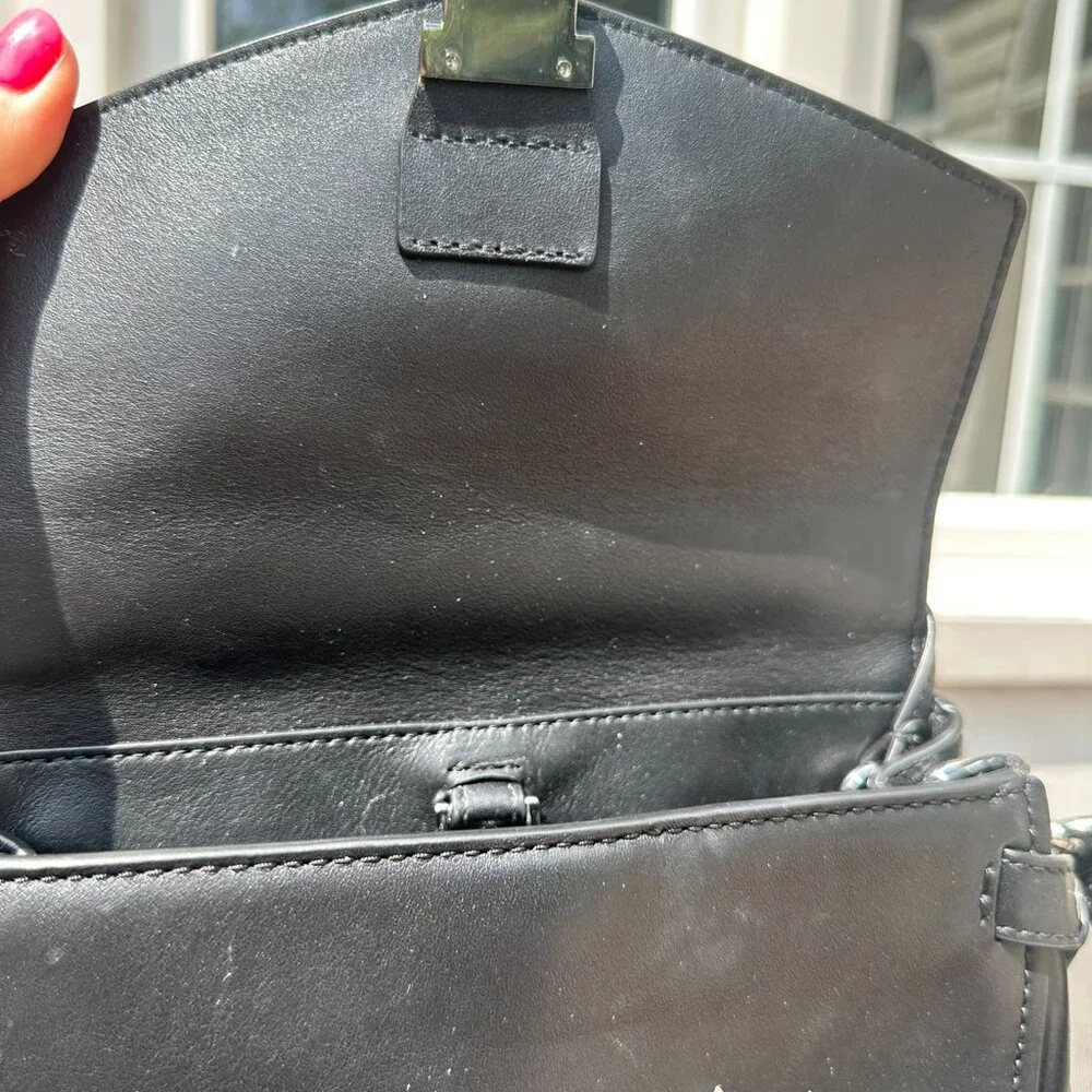 NWT Michael Kors Leather Bristol Embellish Floral Satchel, Black, White, Silver - Picture 6 of 10